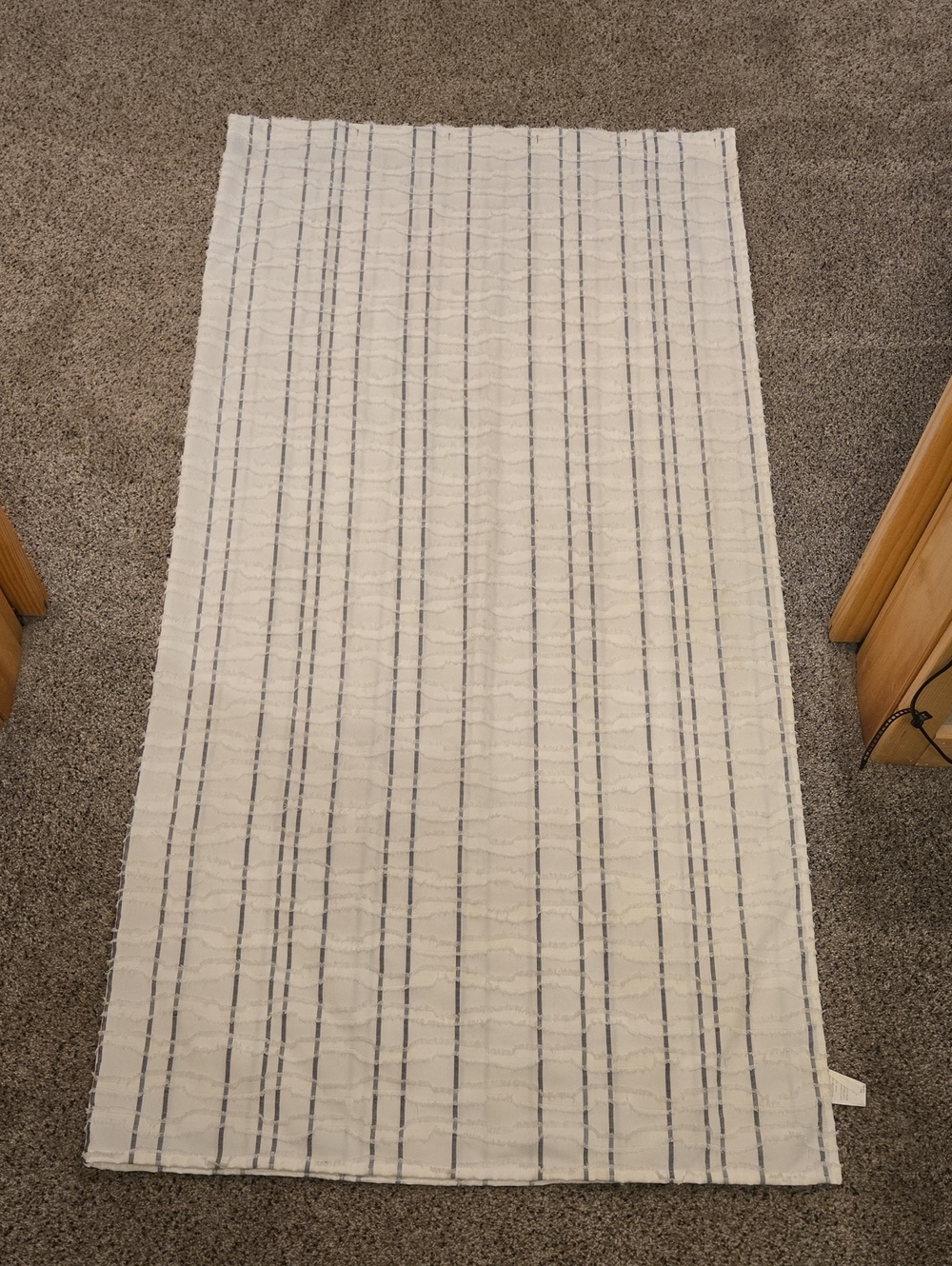 Shower Curtain. Striped White & Black With Fringe Boho Detail.